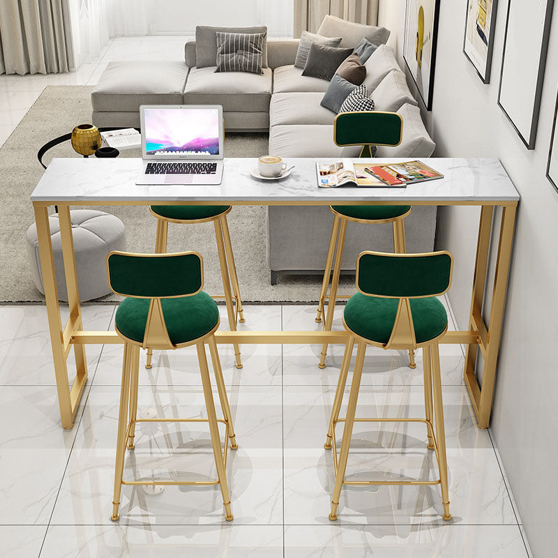 Glam Style 1/2/5 Pieces Faux Marble Bar Table Set Fixed Table Counter Set for Home Use