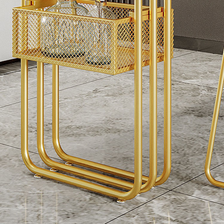 Glam Style 1/3 Pieces Bar Table Set Rectangle Stone Counter Table with Stools for Cafe