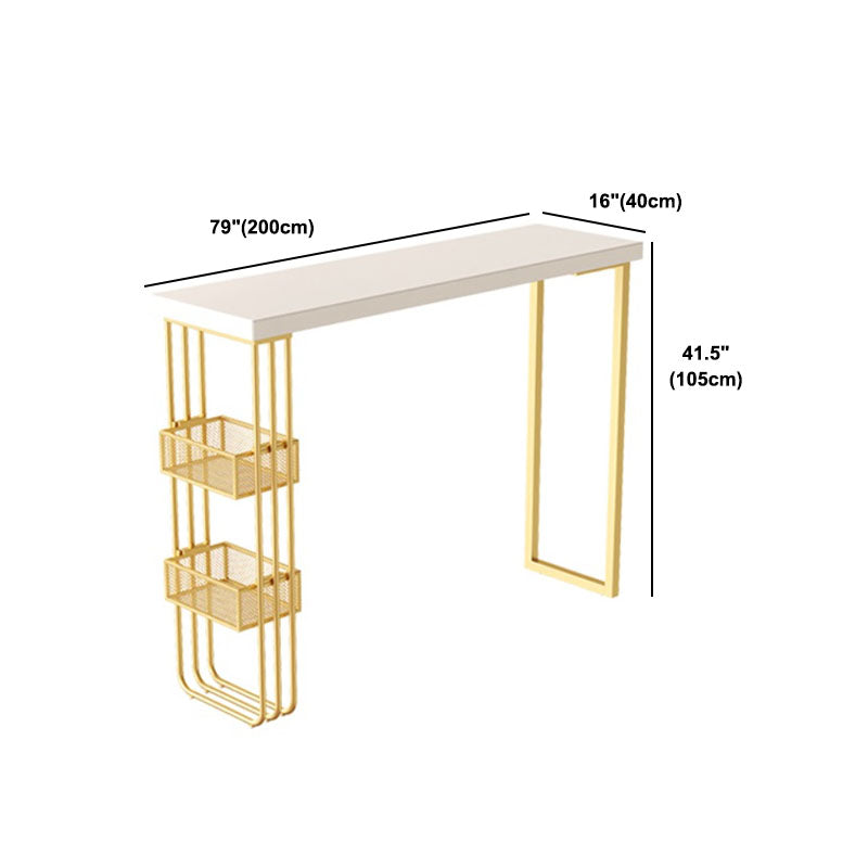 Glam Style 1/3 Pieces Bar Table Set Rectangle Stone Counter Table with Stools for Cafe