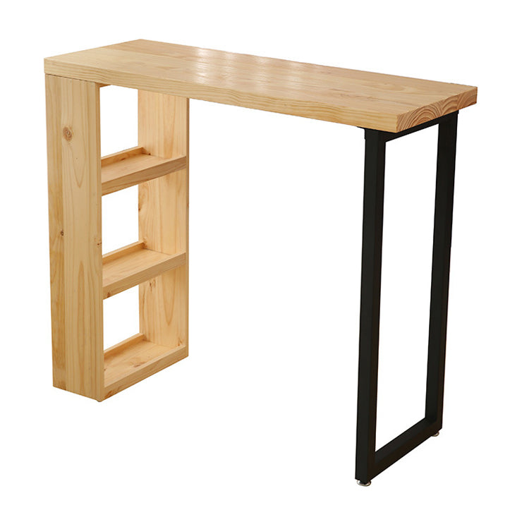 Industrial Indoor Bar/Dinette Table with Storage Rectangle Natural Bar Stool Table