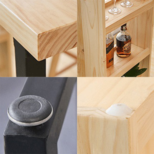 Industrial Indoor Bar/Dinette Table with Storage Rectangle Natural Bar Stool Table