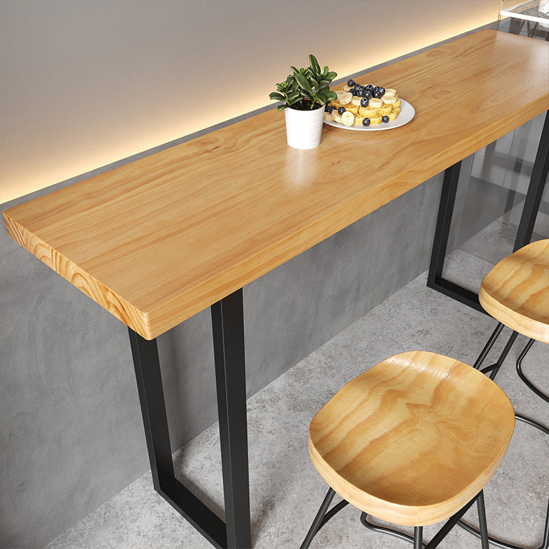 Modern Sled Bistro Bar Table Natural Coffee Shop Wood Counter Table