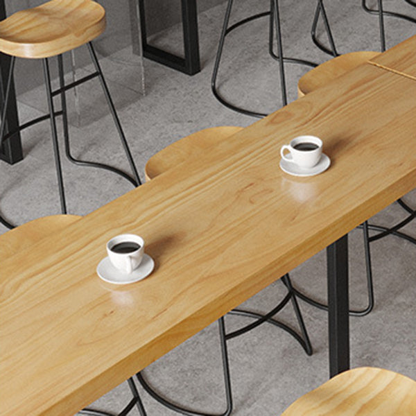 Modern Sled Bistro Bar Table Natural Coffee Shop Wood Counter Table