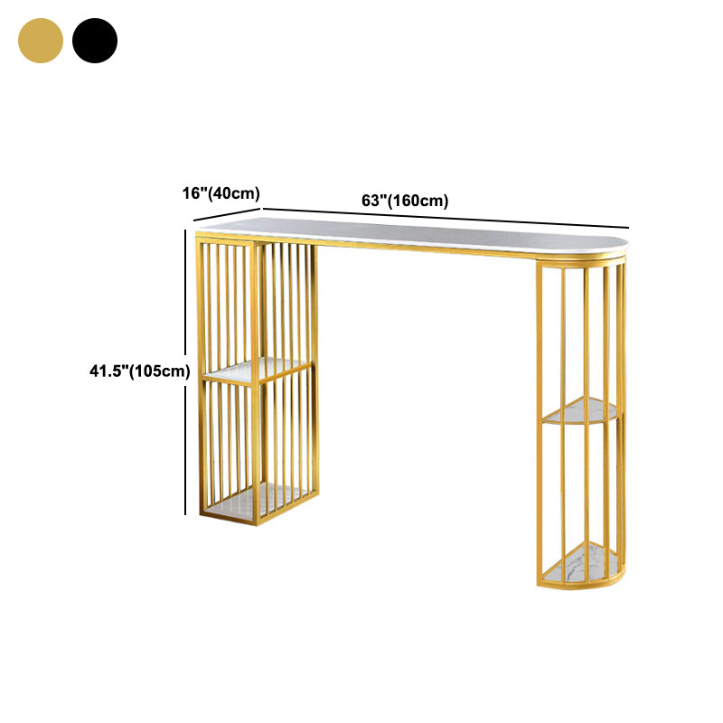 Modern Stone Living Room Bistro Bar Table Storage Double Pedestal Bar Table