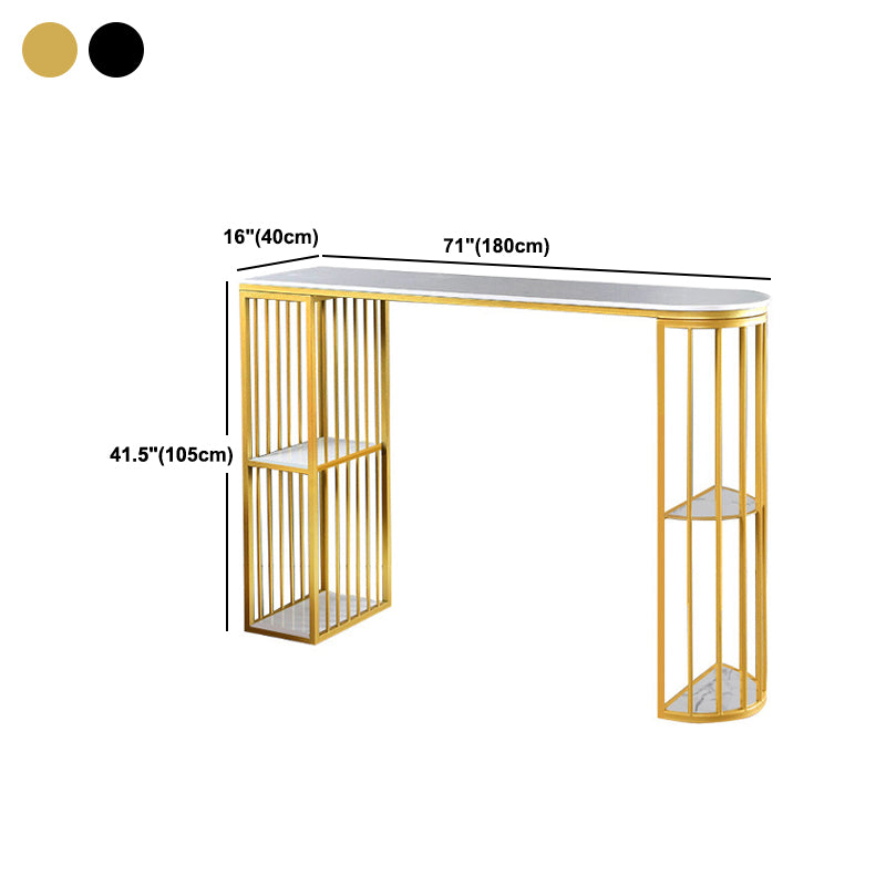 Modern Stone Living Room Bistro Bar Table Storage Double Pedestal Bar Table