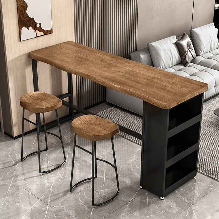 Indoor Modern Solid Wood Bistro Accent Dining Table Footrest Bistro Table with Storage