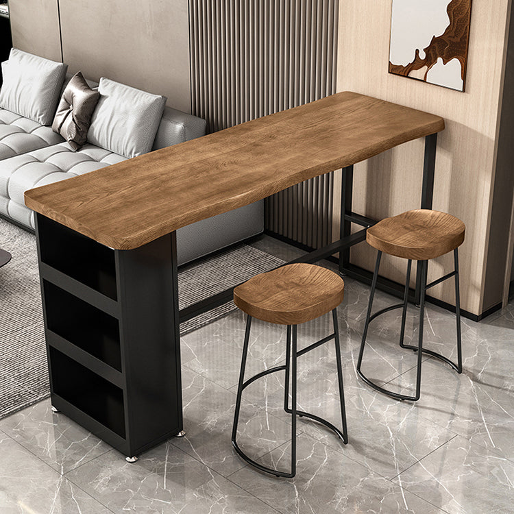 Indoor Modern Solid Wood Bistro Accent Dining Table Footrest Bistro Table with Storage