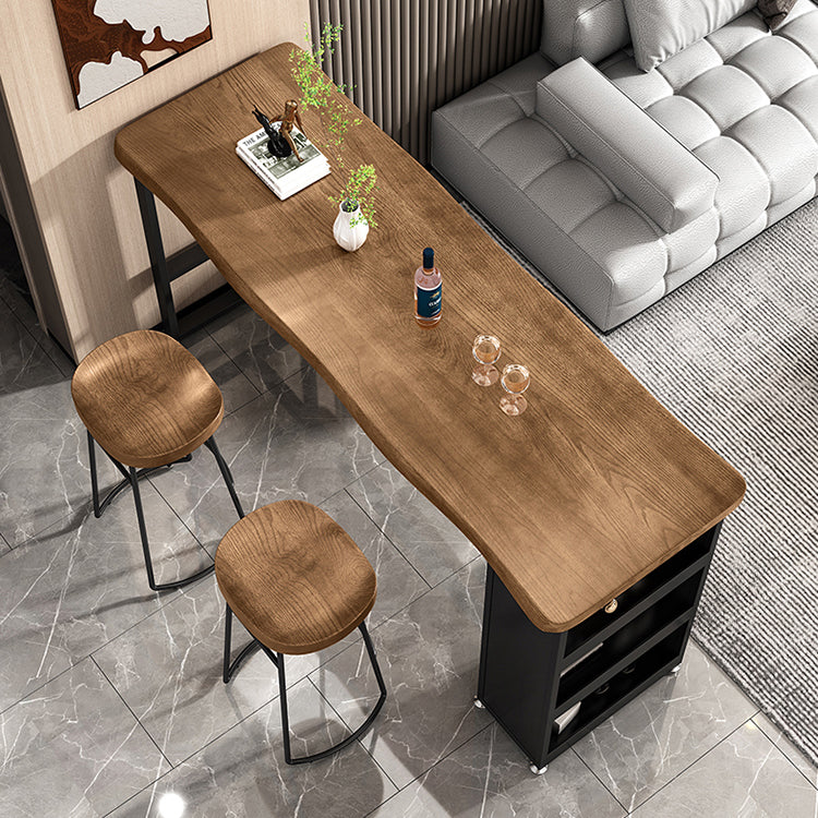 Indoor Modern Solid Wood Bistro Accent Dining Table Footrest Bistro Table with Storage