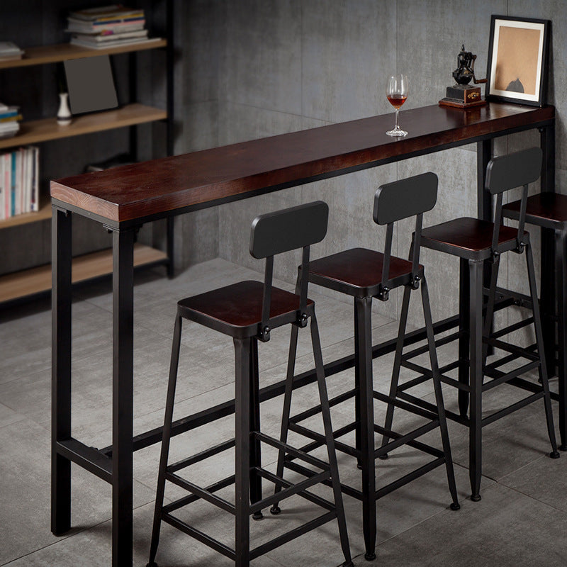 Glam Footrest Bar Wine Table Rectangle Trestle Solid Wood Cocktail Bar Table