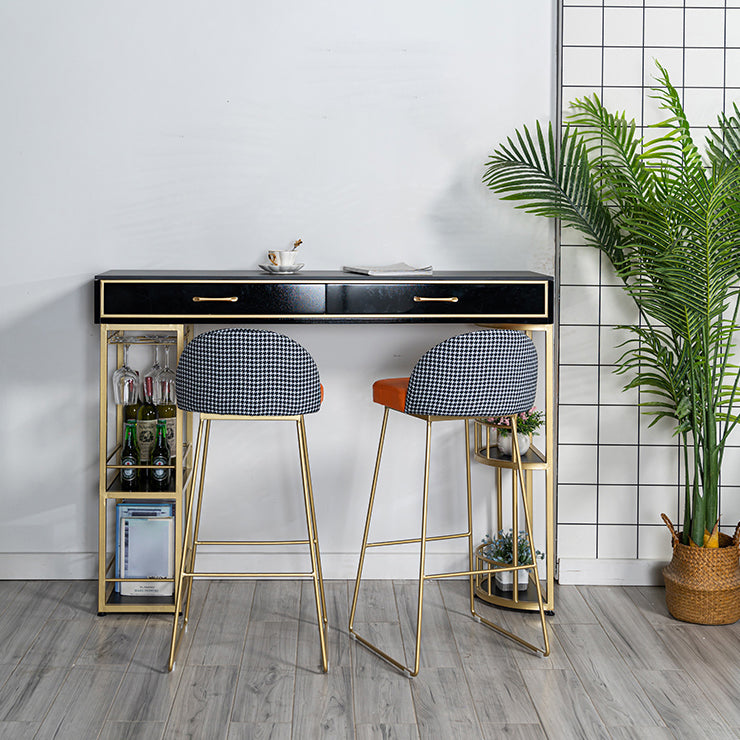 Rectangle Glam Cocktail Bar Table Double Pedestal Hall/Pub Table with Drawer