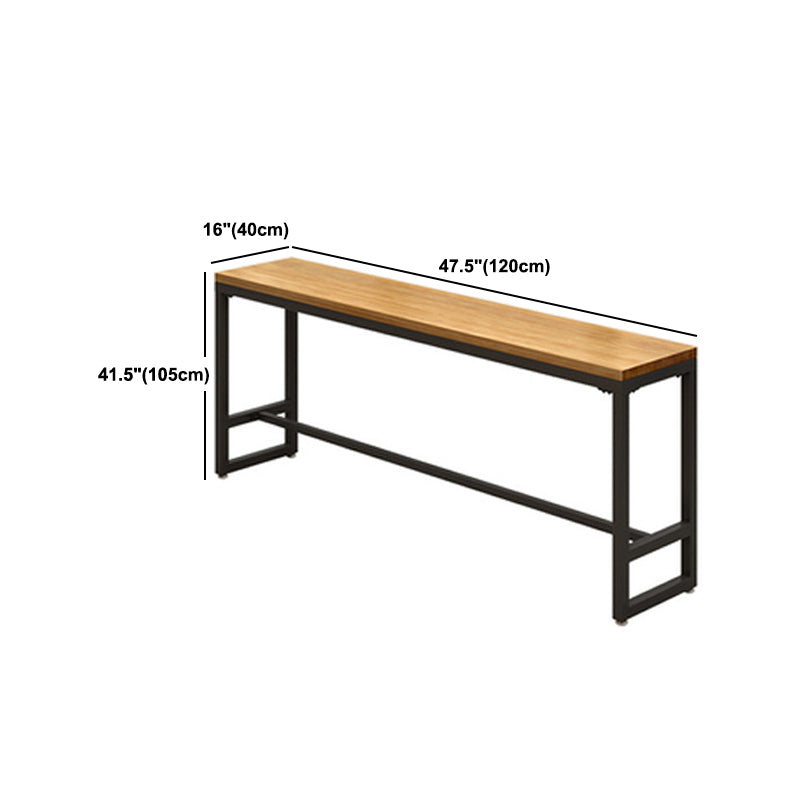Solid Wood Bar Dinner Table Industrial Bar Dining Table with Black Base