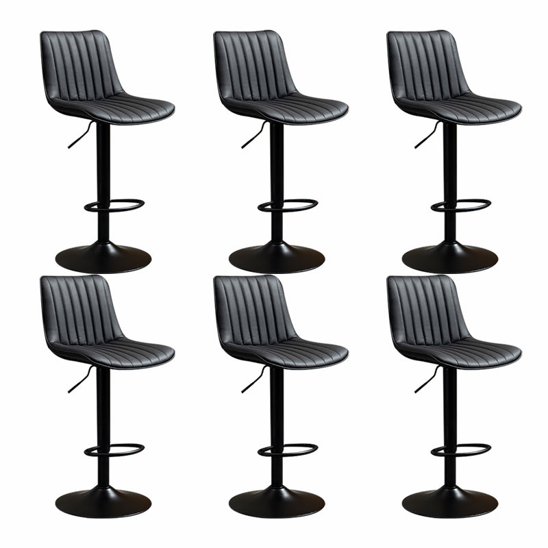 Scandinavian Metal Stool Adjustable Low Back Faux Leather Barstools in Matte Finish