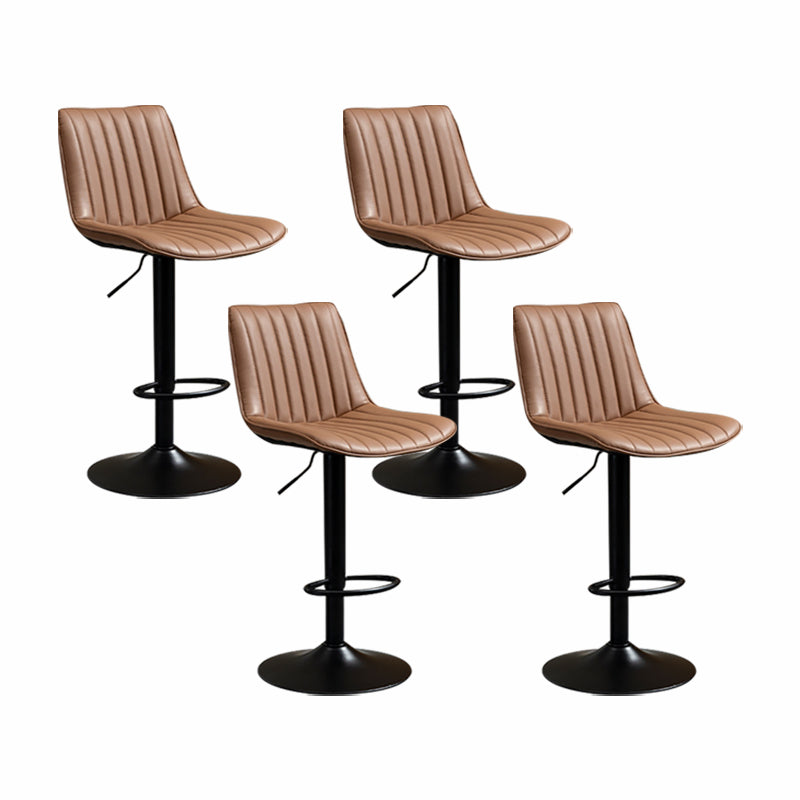 Scandinavian Metal Stool Adjustable Low Back Faux Leather Barstools in Matte Finish