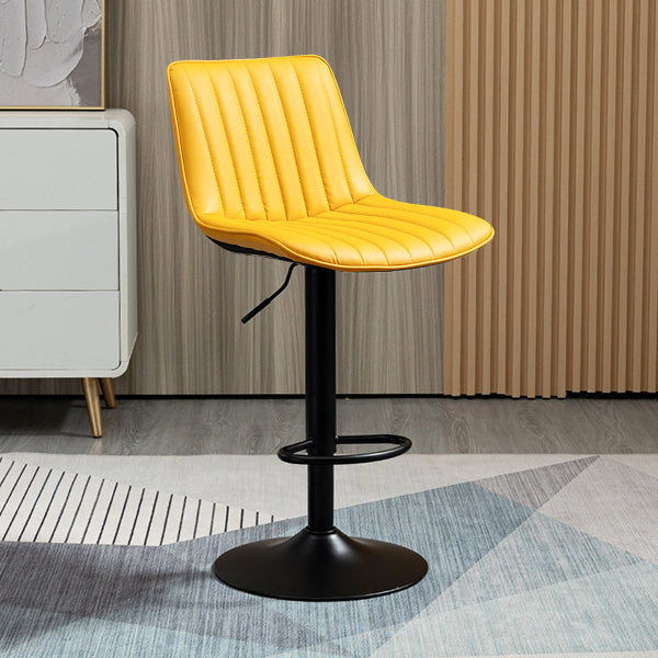 Scandinavian Metal Stool Adjustable Low Back Faux Leather Barstools in Matte Finish