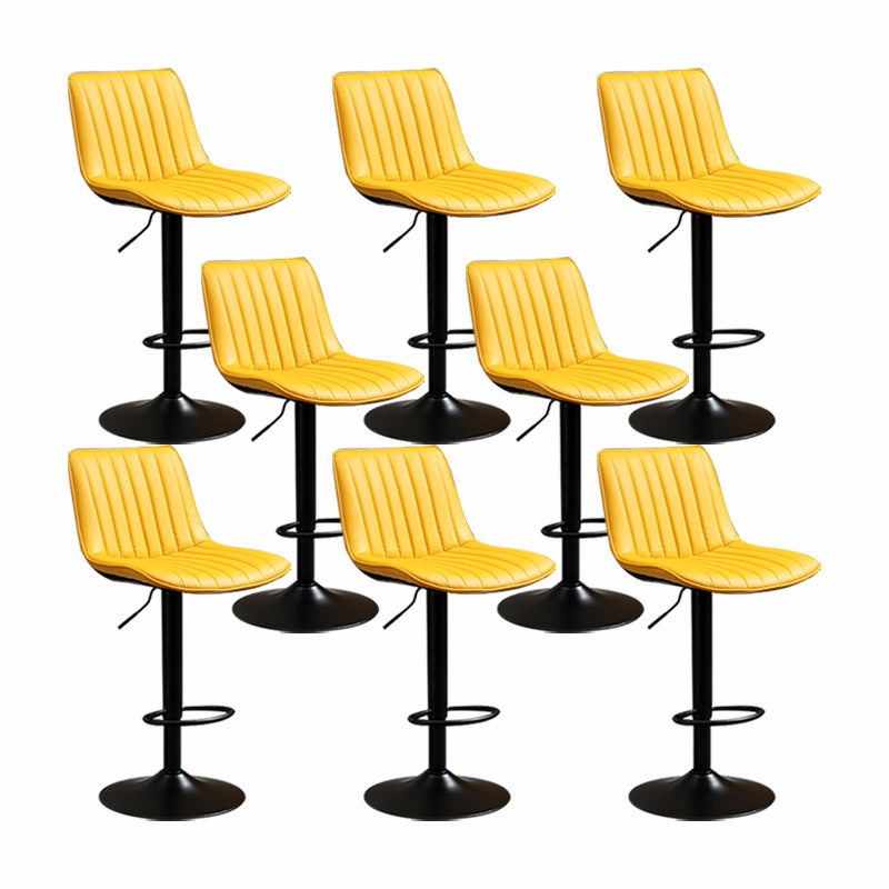 Scandinavian Metal Stool Adjustable Low Back Faux Leather Barstools in Matte Finish