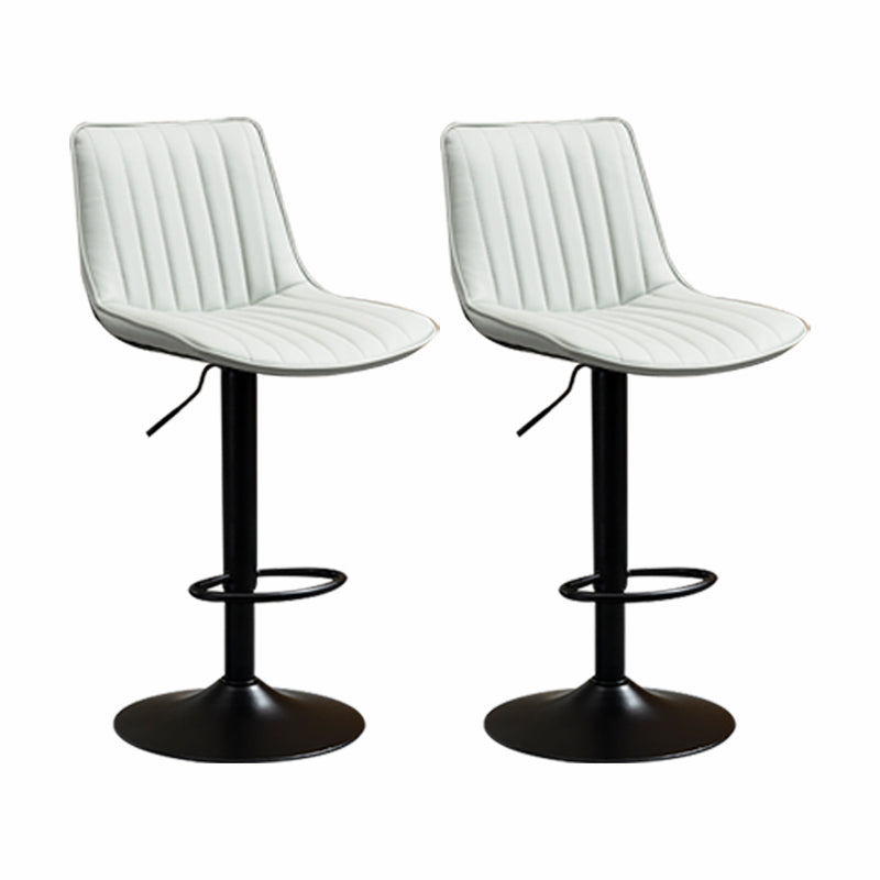 Scandinavian Metal Stool Adjustable Low Back Faux Leather Barstools in Matte Finish