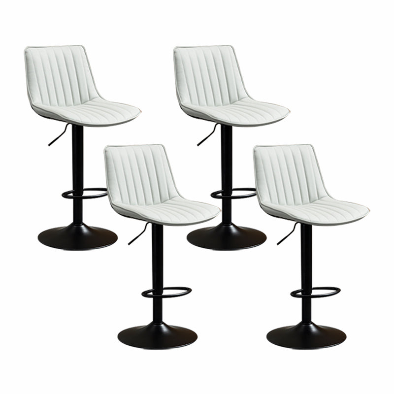 Scandinavian Metal Stool Adjustable Low Back Faux Leather Barstools in Matte Finish