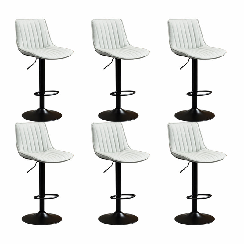 Scandinavian Metal Stool Adjustable Low Back Faux Leather Barstools in Matte Finish
