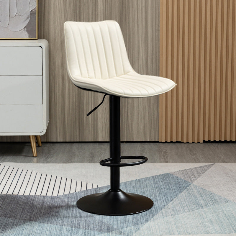 Scandinavian Metal Stool Adjustable Low Back Faux Leather Barstools in Matte Finish