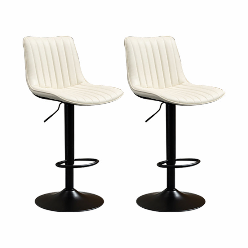 Scandinavian Metal Stool Adjustable Low Back Faux Leather Barstools in Matte Finish