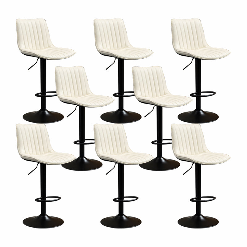 Scandinavian Metal Stool Adjustable Low Back Faux Leather Barstools in Matte Finish