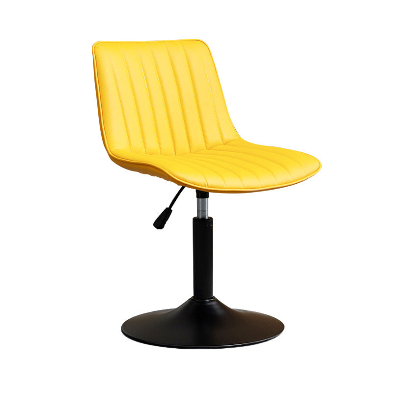 Scandinavian Metal Stool Adjustable Low Back Faux Leather Barstools in Matte Finish