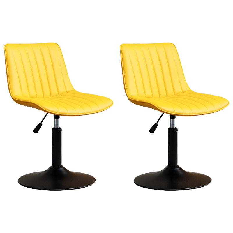 Scandinavian Metal Stool Adjustable Low Back Faux Leather Barstools in Matte Finish