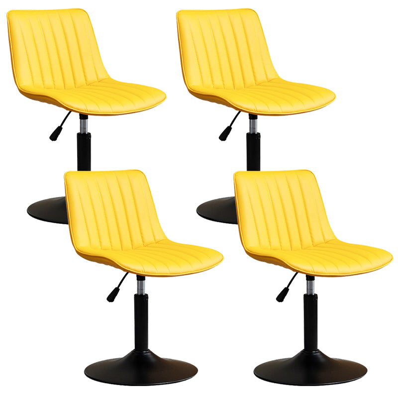 Scandinavian Metal Stool Adjustable Low Back Faux Leather Barstools in Matte Finish