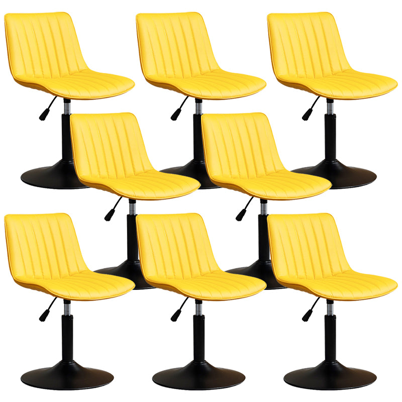 Scandinavian Metal Stool Adjustable Low Back Faux Leather Barstools in Matte Finish