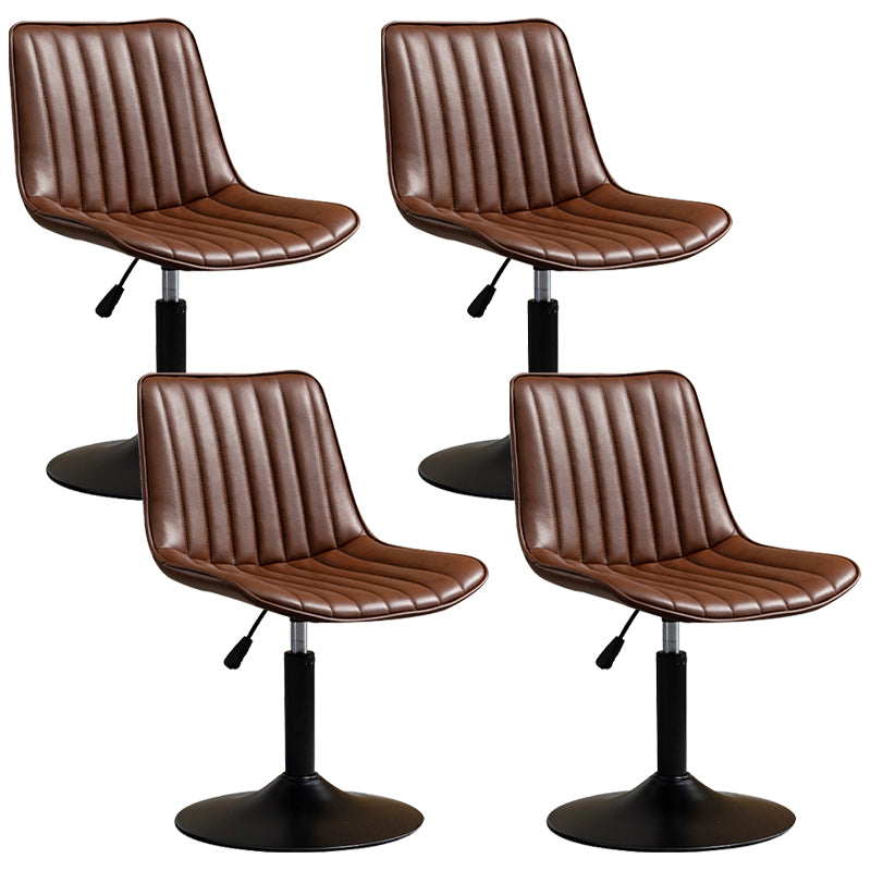 Scandinavian Metal Stool Adjustable Low Back Faux Leather Barstools in Matte Finish