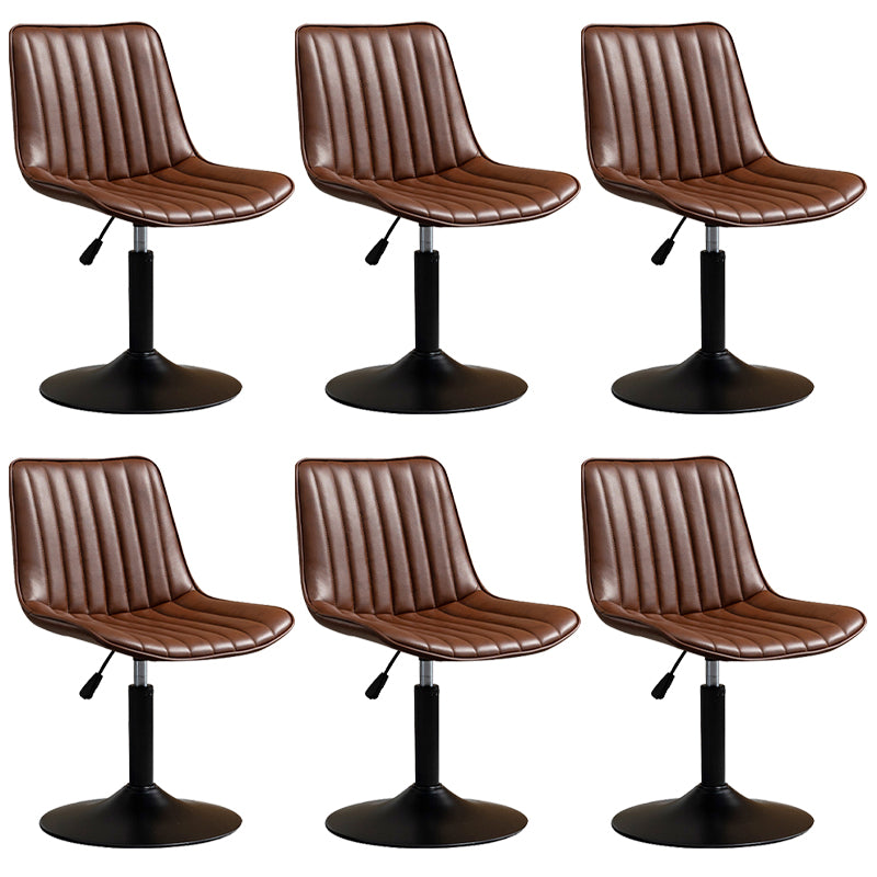 Scandinavian Metal Stool Adjustable Low Back Faux Leather Barstools in Matte Finish