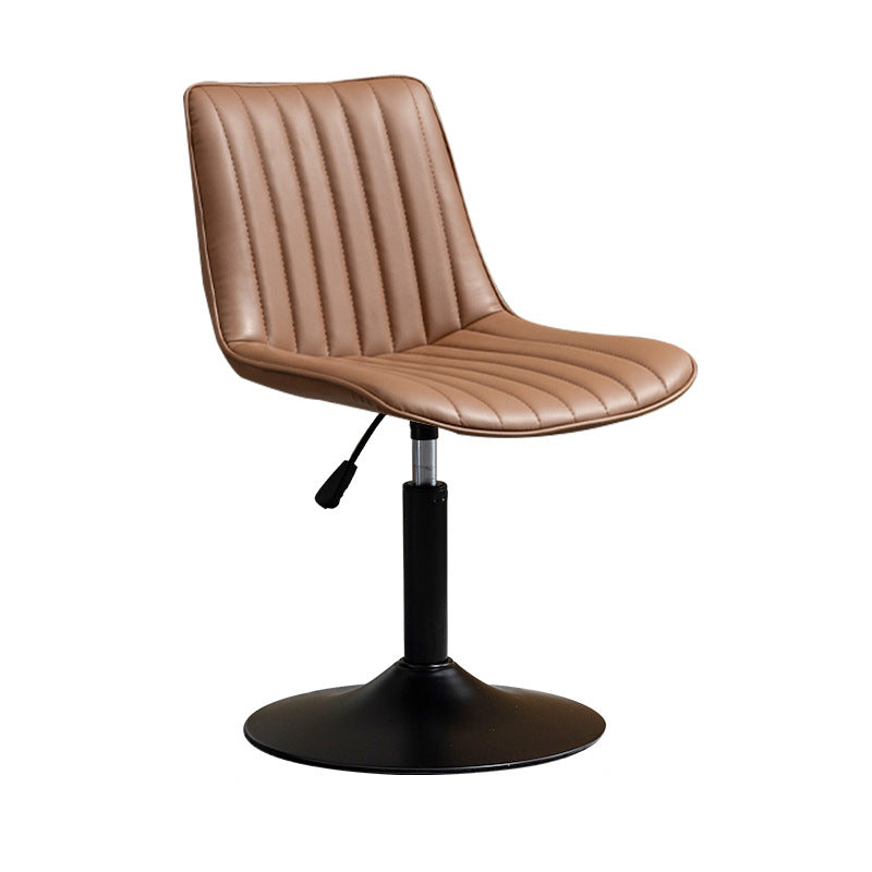 Scandinavian Metal Stool Adjustable Low Back Faux Leather Barstools in Matte Finish