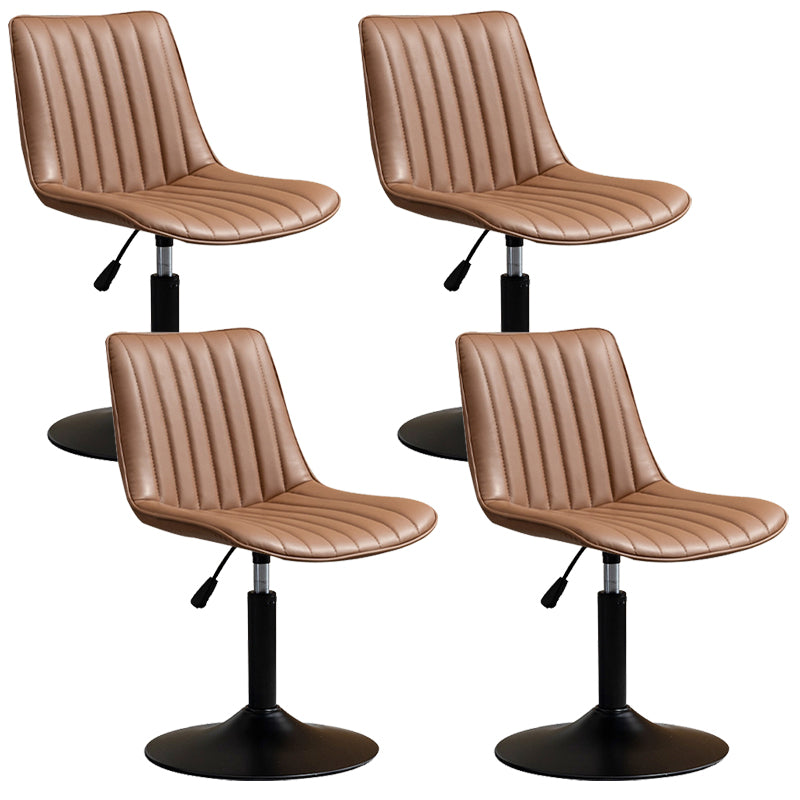 Scandinavian Metal Stool Adjustable Low Back Faux Leather Barstools in Matte Finish