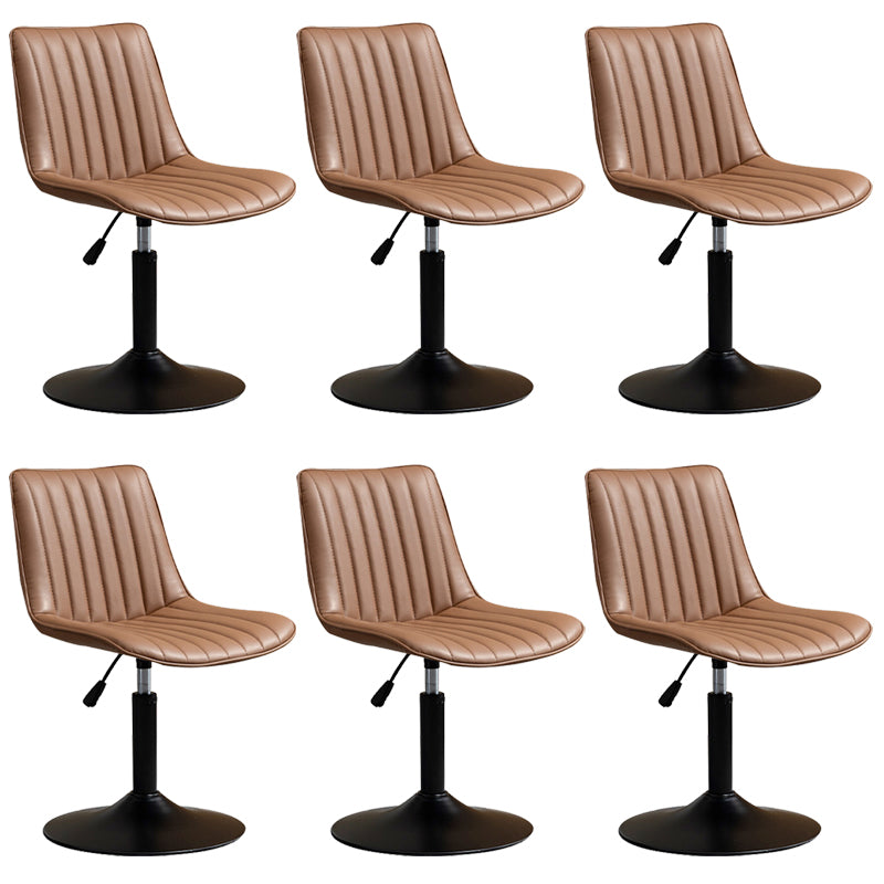 Scandinavian Metal Stool Adjustable Low Back Faux Leather Barstools in Matte Finish