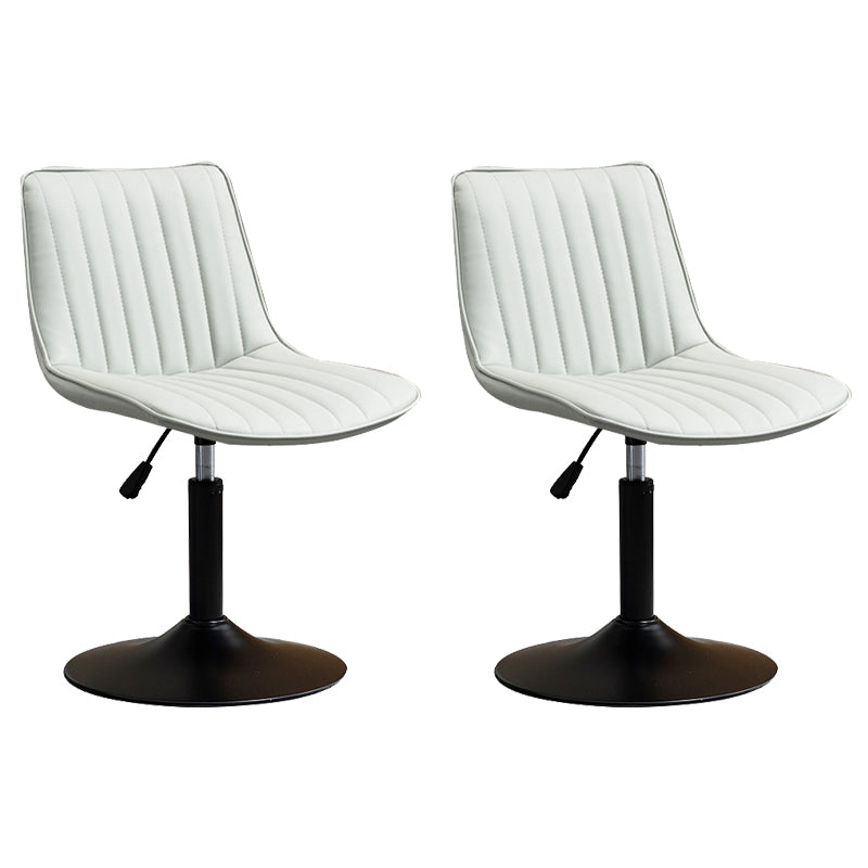 Scandinavian Metal Stool Adjustable Low Back Faux Leather Barstools in Matte Finish