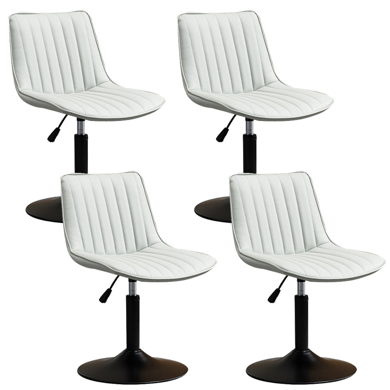 Scandinavian Metal Stool Adjustable Low Back Faux Leather Barstools in Matte Finish