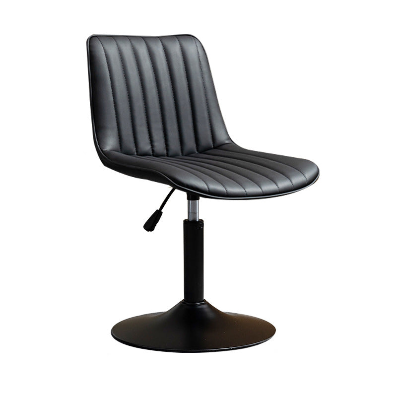 Scandinavian Metal Stool Adjustable Low Back Faux Leather Barstools in Matte Finish