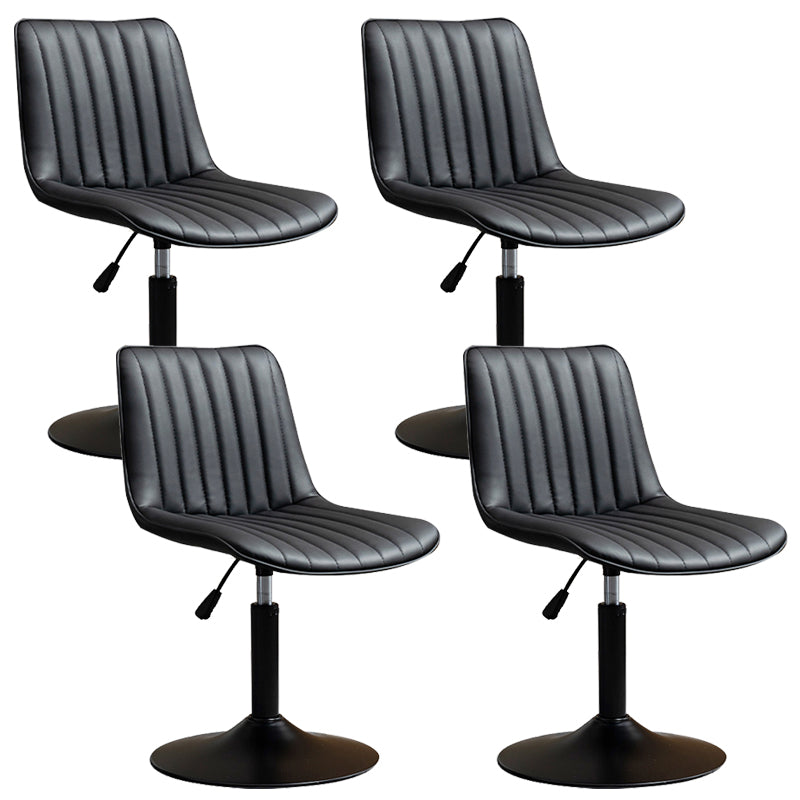 Scandinavian Metal Stool Adjustable Low Back Faux Leather Barstools in Matte Finish