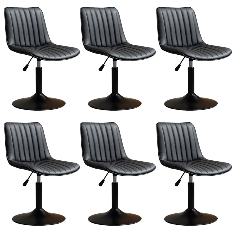 Scandinavian Metal Stool Adjustable Low Back Faux Leather Barstools in Matte Finish