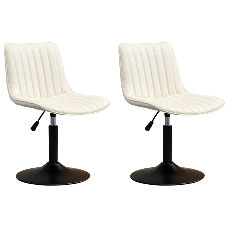 Scandinavian Metal Stool Adjustable Low Back Faux Leather Barstools in Matte Finish