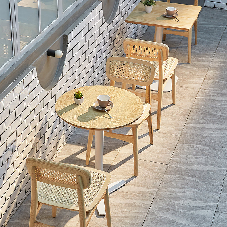 Modern Coffee Shop Dining Table Set  1/4/5 Pieces Solid Wood Dinette Set in Natural