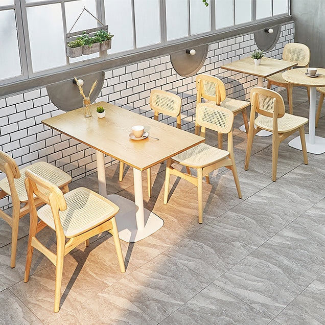 Modern Coffee Shop Dining Table Set  1/4/5 Pieces Solid Wood Dinette Set in Natural