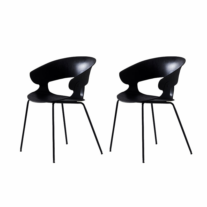 Contemporary Metal Legs Dining Chairs Plastic Open Back Dining Side Chair