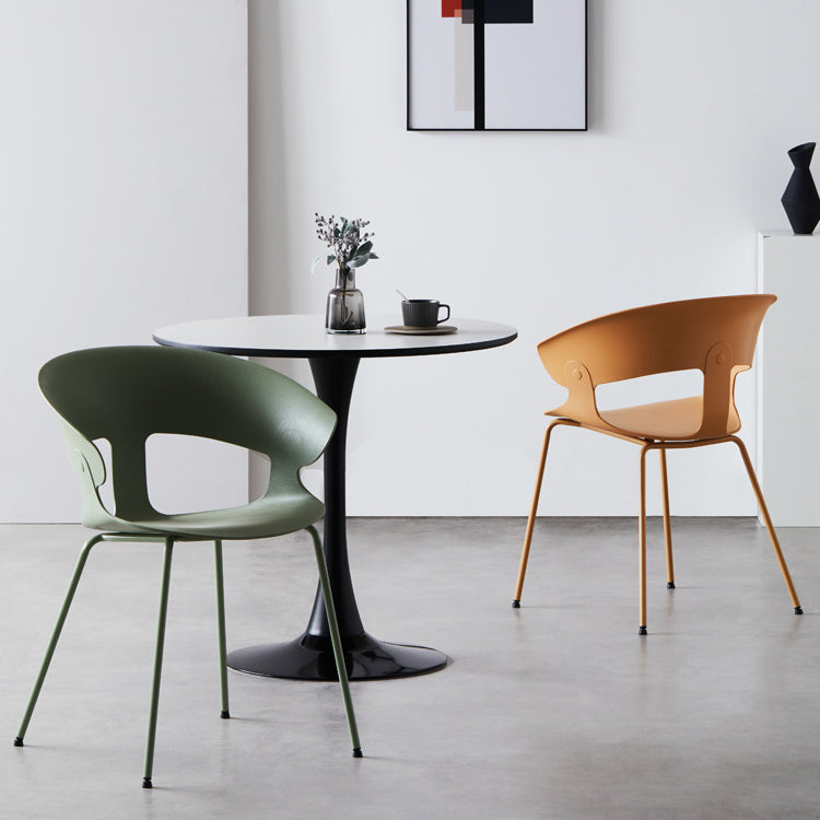 Contemporary Metal Legs Dining Chairs Plastic Open Back Dining Side Chair