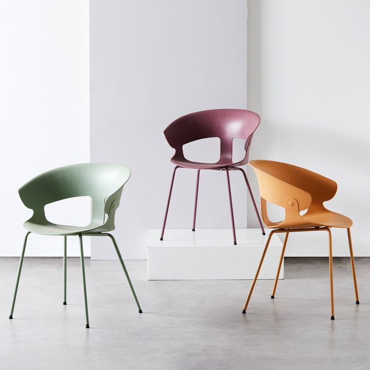 Contemporary Metal Legs Dining Chairs Plastic Open Back Dining Side Chair