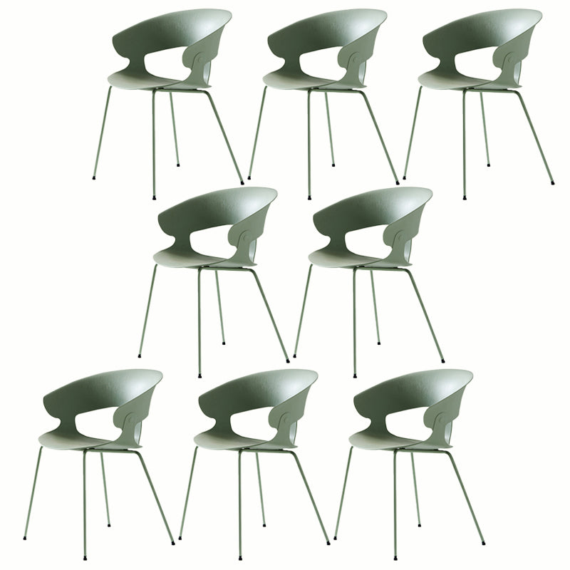 Contemporary Metal Legs Dining Chairs Plastic Open Back Dining Side Chair