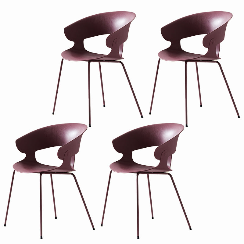 Contemporary Metal Legs Dining Chairs Plastic Open Back Dining Side Chair