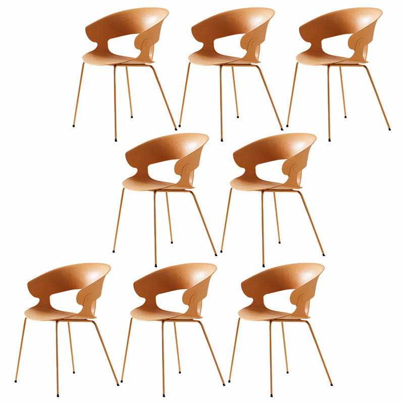 Contemporary Metal Legs Dining Chairs Plastic Open Back Dining Side Chair