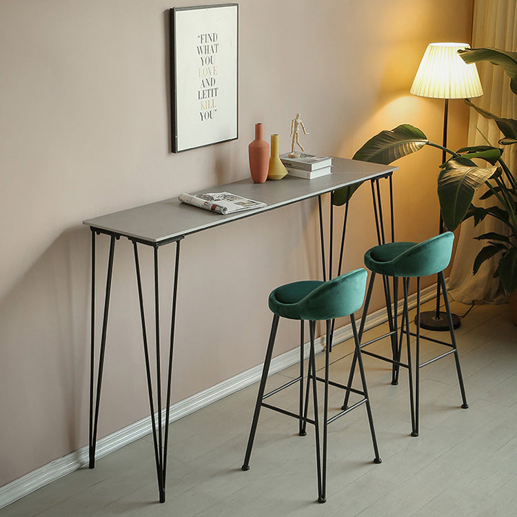 Rectangle Bar Table Industrial Stone Bar Wine Table with 4 Legs