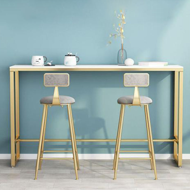 Stone Rectangle Bar Dining Table Modern Bar Table with Trestle Base